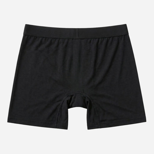 Front of black fertility-friendly men's boxer brief's by Mr. Fertyl, made from Bamboo Lyocell for breathable, non-toxic comfort.