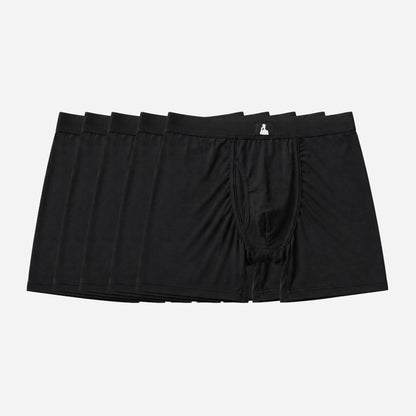 5-pack of black Bamboo Lyocell men’s boxer brief's offering soft, breathable comfort and support for male fertility health.
