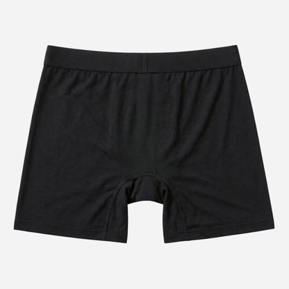Front of black fertility-friendly men's boxer brief's by Mr. Fertyl, made from Bamboo Lyocell for breathable, non-toxic comfort.