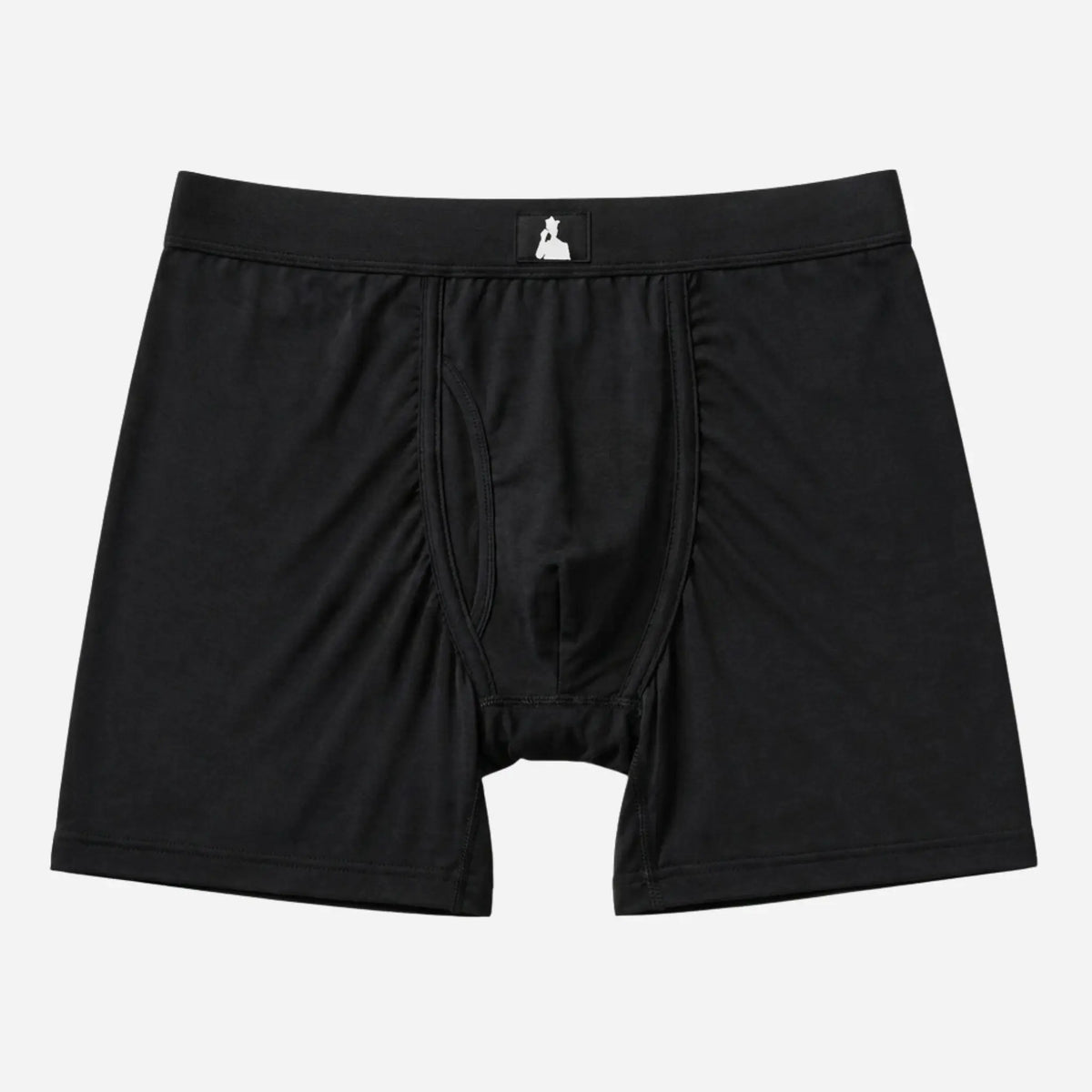 Front of black fertility-friendly men's boxer brief's by Mr. Fertyl, made from Bamboo Lyocell for breathable, non-toxic comfort.